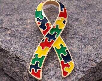 Autism Awareness Pin | Autism Puzzle Piece Ribbon Pin | Autism Acceptance Pin | Neurodiversity Gift | Aspergers Awareness Pin | Autism Gifts