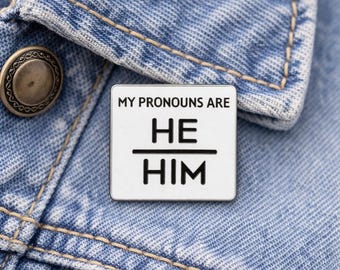 Bulk He Him Pronoun Pin - Silver Square Lapel Pin, LGBTQ Pride, Gender Identity Accessory, Fundraising & Awareness Events, Bulk