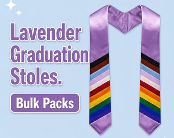Lavender Graduation Stole, Daniel Quasar Progress Flag Stripes, LGBTQ+ Inclusive University Sash, 2026 Professional Pride Graduation Stole