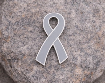 Gray Ribbon Awareness Pin | Brain Cancer Parkinson's Diabetes Awareness Lapel Pin | Sterling Silver Awareness Jewelry | Support Gift