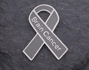 Brain Cancer Awareness Pin | Gray Ribbon Lapel Pin | Brain Tumor Survivor Gift | Gray Ribbon Fundraiser Pin | Cancer Awareness Jewelry