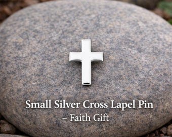 Small Silver Cross Lapel Pin – Christian Jewelry – Faith Pin – Religious Gift – Cross Pin for Jacket Hat or Bag – Bulk Available