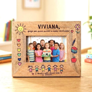 Cornice Personalizzata Maestra in Legno | Regalo Fine Anno Asilo e Scuola | Cornice con Nome e Dedica | Idea Maestra Personalizzata