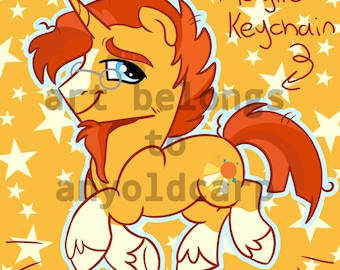 My small pony inspired orange wizard acrylic keychain sunny burst