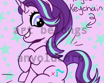 My small pony inspired acrylic keychain redeemed star bright glim purple