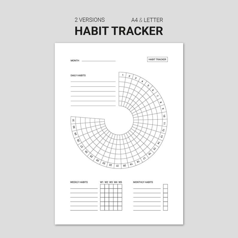 Habit Tracker Printable PDF | A4 & US Letter Planner - Etsy