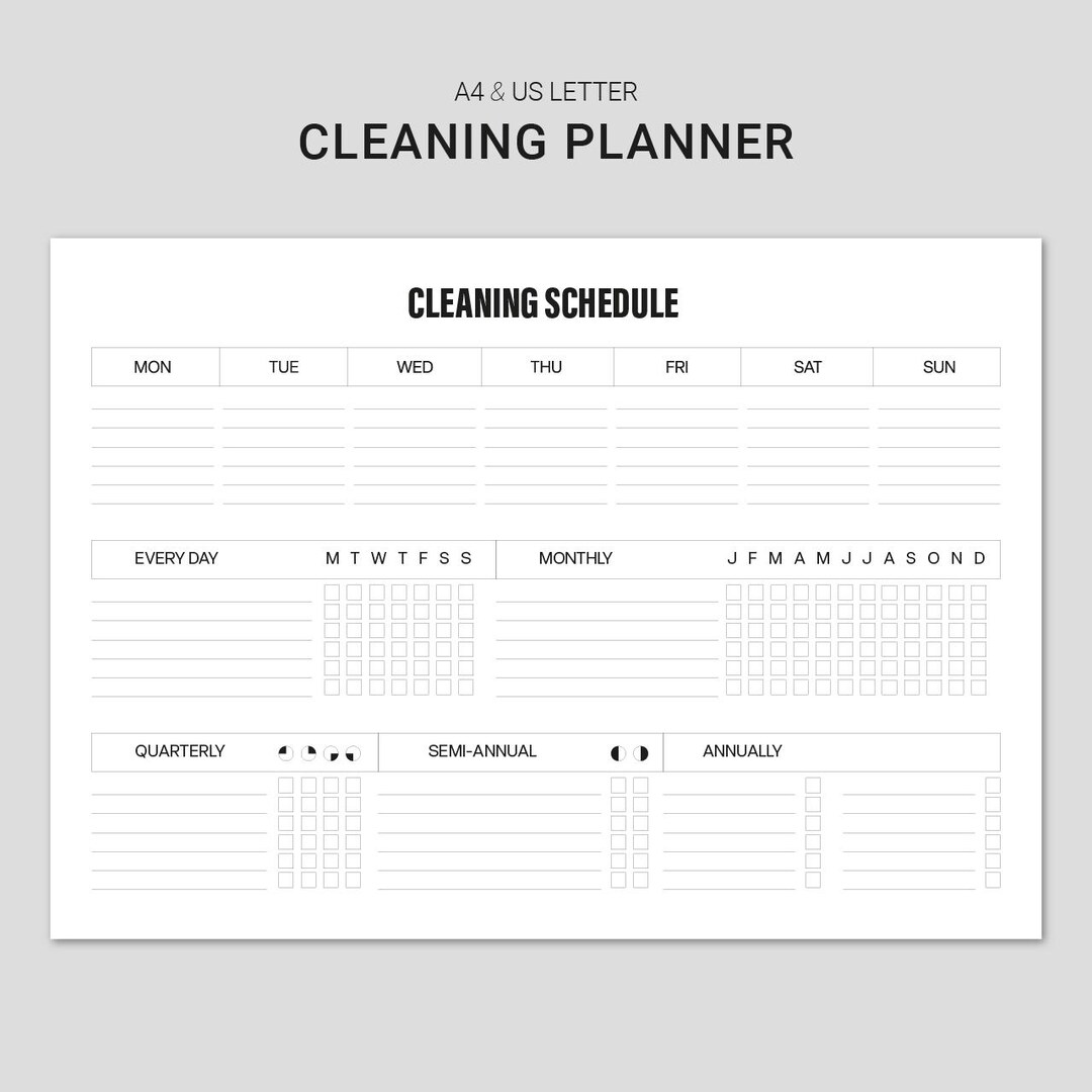 Cleaning Planner Printable - Weekly Cleaning Schedule - One Page ...