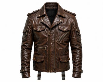 mens leather jacket  Brown sheep Leather  for Men | Durable Motorcycle Outerwear