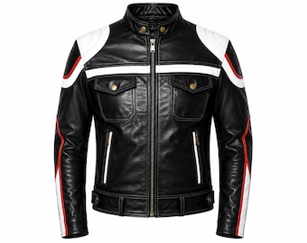 mens leather jacket black end white bomber jacket