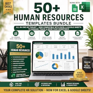 HR Excel Templates Bundle | Google Sheets Compatible | HR Dashboard | Employee, Payroll & Hiring Tools | Employee Schedule