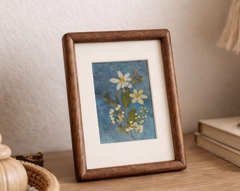 Mini Pressed Flower Frame – Real Wildflowers, Botanical Wall Art, Gentle and Healing Home Decor