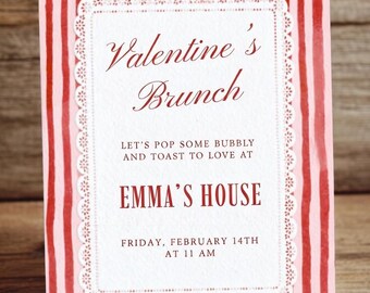 Invitación para brunch de San Valentín / Plantilla editable de Canva, 5x7 (Descarga digital)