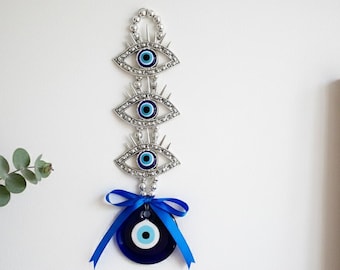 Handmade Evil Eye Wall Hanging – Boho Home Protection Charm