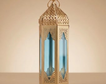 Gold Metal Decorative Lantern – Multi Color Candle Lantern | Moroccan Home Décor