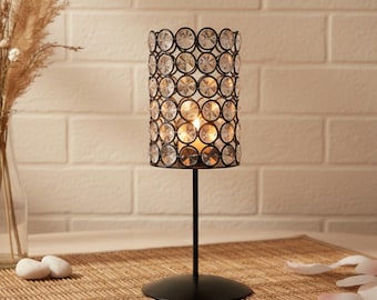 Crystal Tea Light Candle Holder – Black Metal Stand | Modern Luxury Home Décor