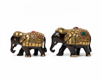 アンティーク品 木製象の彫刻 知恵と力の象徴 モダン 迫力ある作品