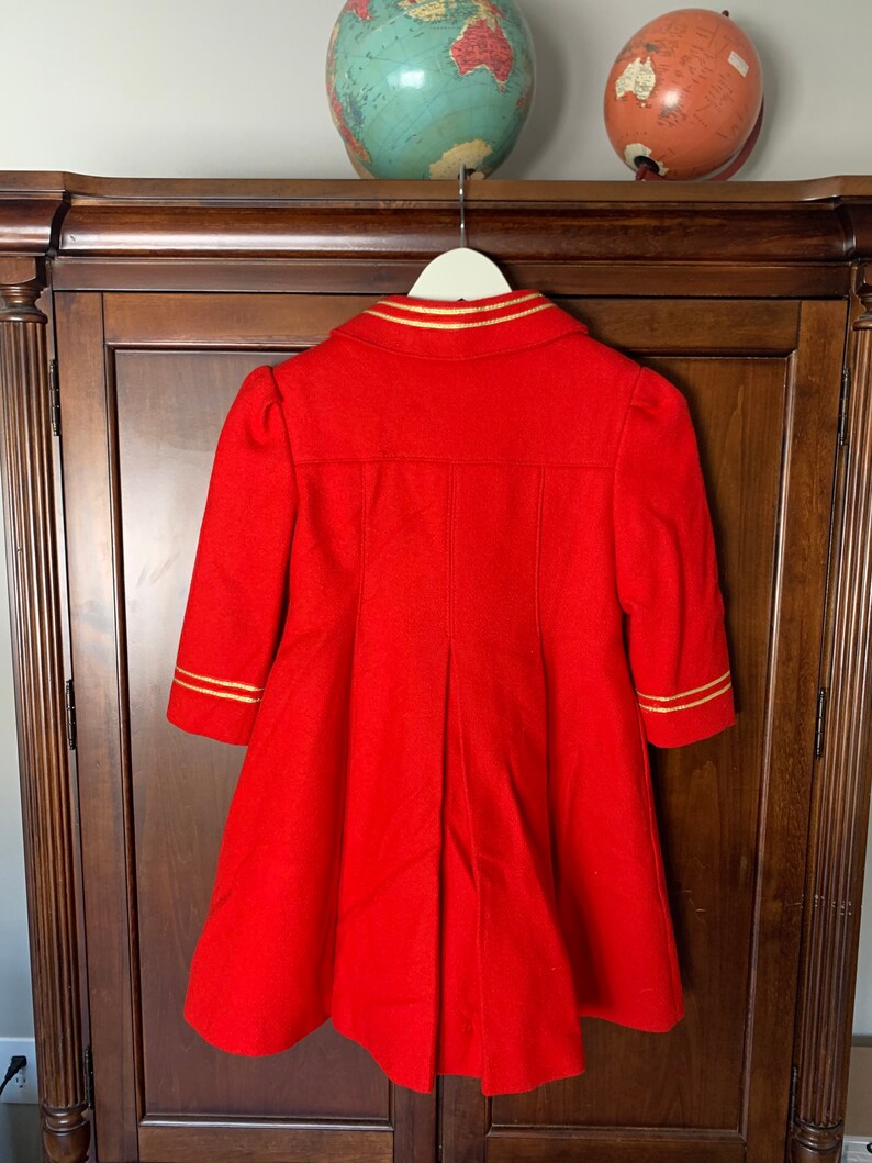 Vintage Freeway Fashions redgold wool blend young girls coat Size 5 Made in USA