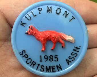 Vintage Fox Hunting Pin, Kulpmont Sportsmen Association Button, Pennsylvania Rod and Gun Club, Retro Hunting Ephemera