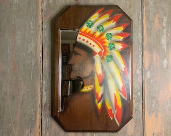 Vintage Handmade Native American Mirror | Folk Art