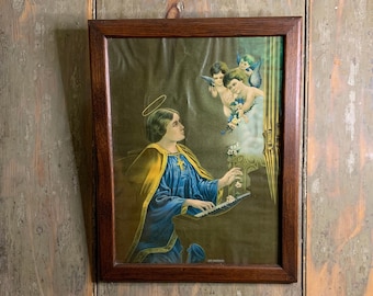 Antique Saint Cecilia Framed Print | Vintage Religious Art Catholic St. Cecilia