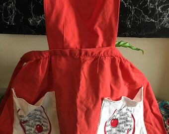 vintage apron with cherries | cherry print french kitchen cooking