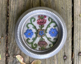 Vintage Embroidered Dish or Ashtray