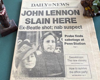 Vintage John Lennon Assasination Newspaper | Daily News December 9, 1980