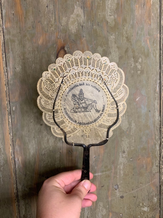 Vintage Souvenir Fan from Borobudur Buddhist Templ