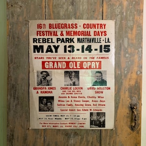 Cartel vintage de festival de música bluegrass y country