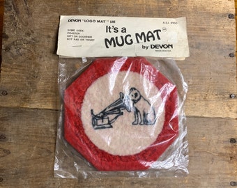 Vintage RCA Dog Mug Mat: Music Lover Coaster
