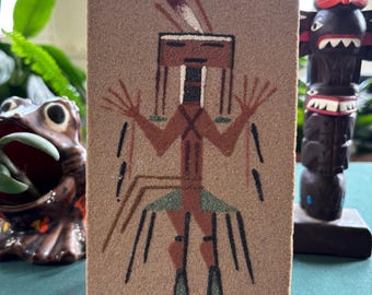 Vintage Navajo Healing God Sand Art (8x4")