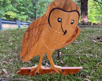 Handmade Wooden Owl Wall Hanging