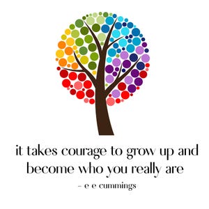 ee cummings: It Takes Courage to Grow up and Become Who You Really Are. Wall Art Printable Office School Church Counselor LGBTQ friendly