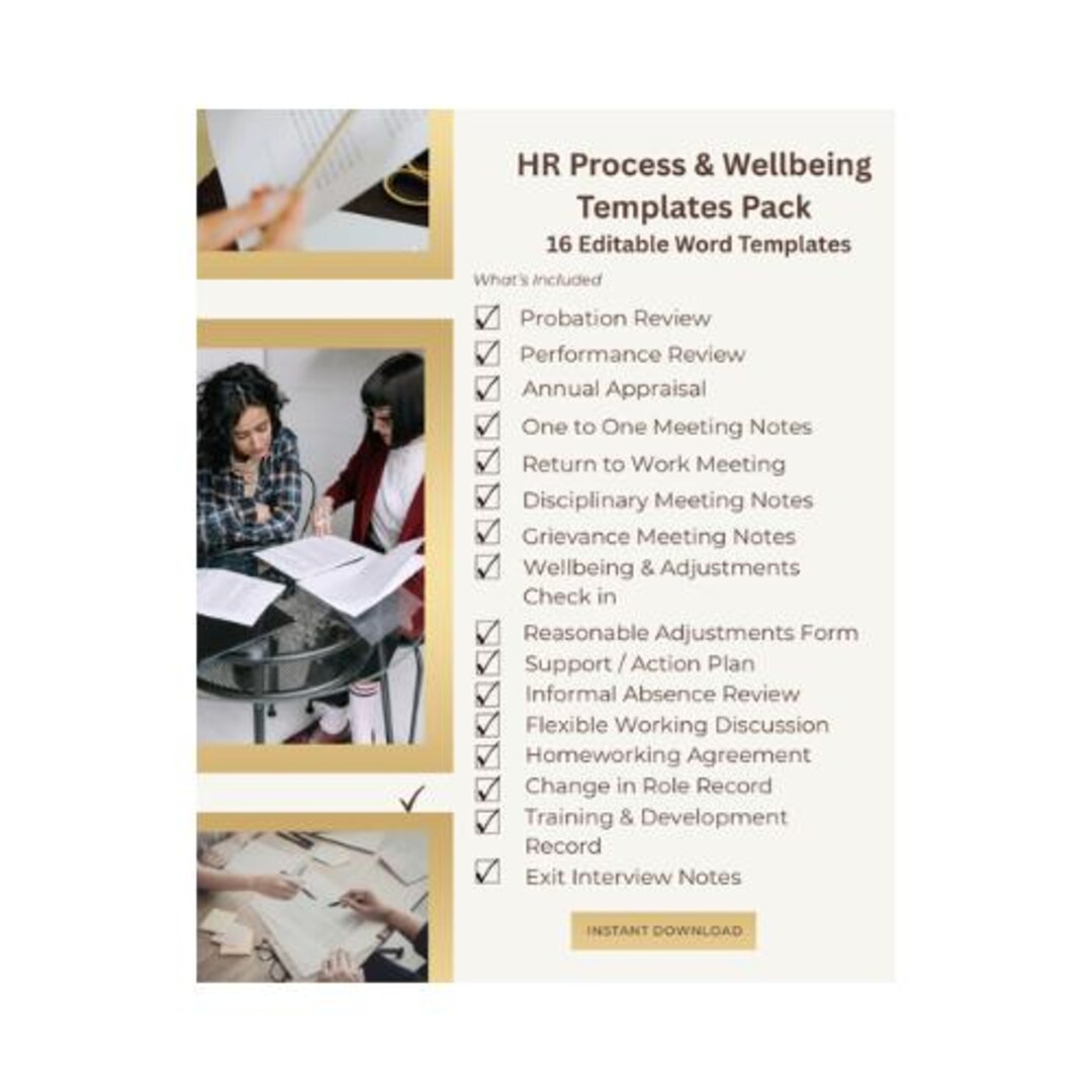 Curated visual reference: Hr Process Wellbeing Templates Pack 16 Editable Employee Management Templates Photo Inspiration
