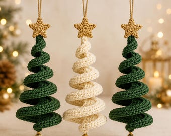 Crochet Christmas Tree Pattern PDF, Hanging Spiral Ornament, Amigurumi Xmas Decor, Digital Download