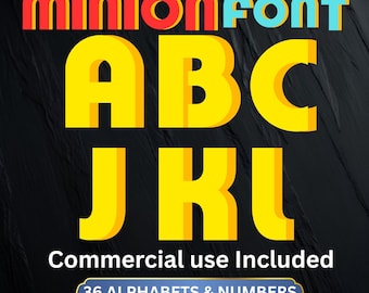 Playful Kids Font | Yellow Cartoon Font Bundle | PNG SVG JPG | Commercial Use | Digital Downloads