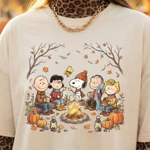 Peanuts Fall Campfire PNG, Snoopy Friends Autumn Camping Graphic (Instant Download)
