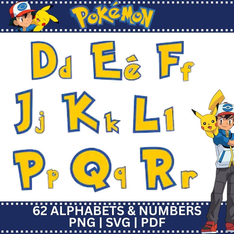 Pokemon Pixel Letters Pokémon Alphabet Letters, Kids Font, SVG PNG PDF, Commercial Use ...