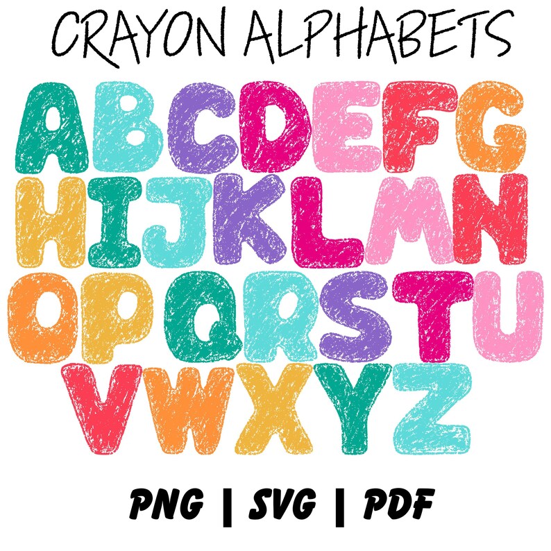 Playful Kids Font | Crayon Font Alphabet | Handwritten Letters (digital ...