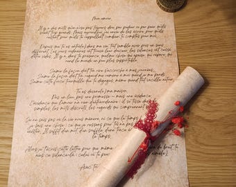 Rolled Love Letter –Lettre personnalisée  Saint Valentin - lettre  parchemin – Message d’amour manuscrit – Romantic handwritten letter