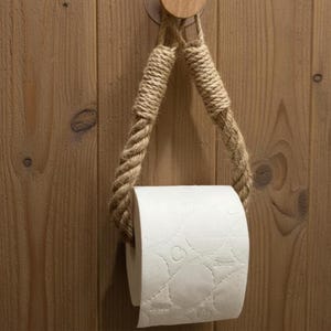 Rope Toilet Roll Holder – Rustic Toilet Paper Holder, Natural Rope Bathroom Accessory, Wall Mounted Toilet Tissue Holder