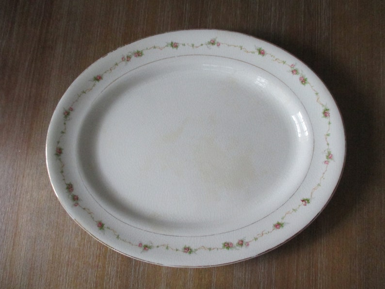 Vintage K.T.&K. China Oval Serving Platter With Roses 349 Etsy