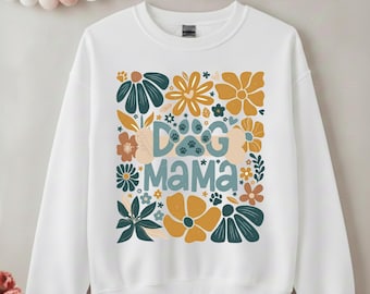Boho Pfotenabdruck Png, Retro Hund Mama Blumen Png, Hund Mama Shirt Becher und Kissen Png, Hundegeschenke, digitaler Download