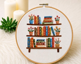 DIY Beginner Level Floral Bookshelf Embroidery Kit