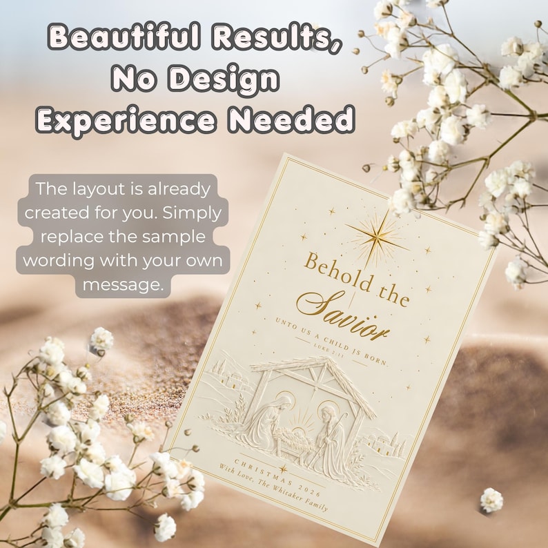 Nativity Sample Elegant Nativity Christmas Card, Christian Christmas Card, Gold ...