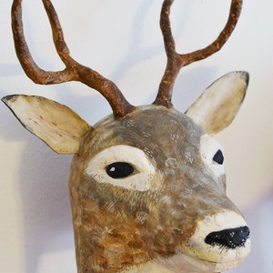 Paper mache deer head, hat
