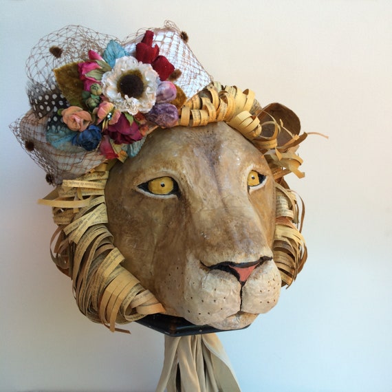Tete De Lion De Mache De Papier Etsy