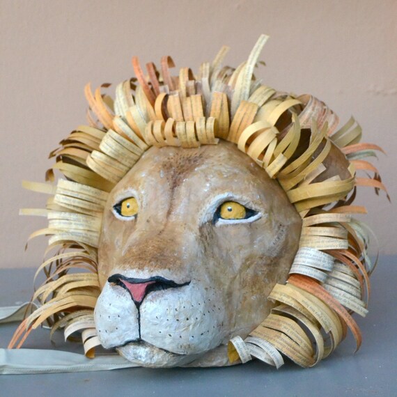 Tete De Lion De Mache De Papier Etsy