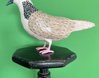 Paper Mache Turtle Dove Sculpture, Whimsical Bird Animal