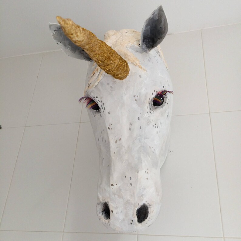 Paper mache unicorn head faux taxidermy unicorn wall decor Etsy